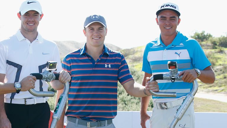 ABU DHABI, UNITED ARAB EMIRATES - JANUARY 19:  (L-R)  Henrik Stenson of Sweden, Rory McIlroy of Northern Ireland, Jordan Spieth and Rickie Fowler of the Un