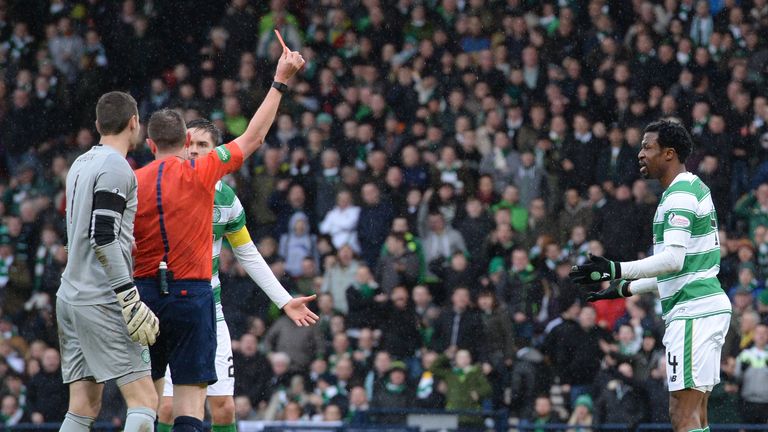 Celtic's Efe Ambrose is sent off