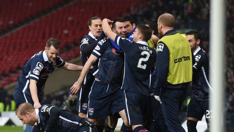 Ross County's Paul Quinn celebrates after making it 2-1