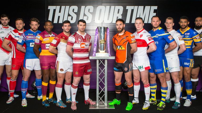 Members of 12 Super League teams pictured at the 2016 season launch