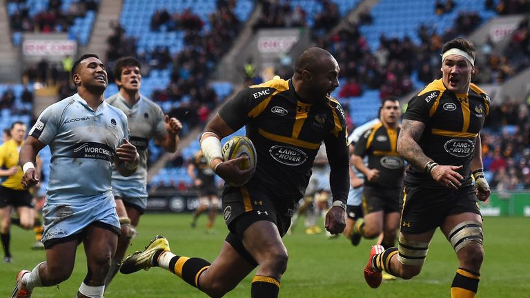 Sailosi Tagicakibaua scores a late Wasps try