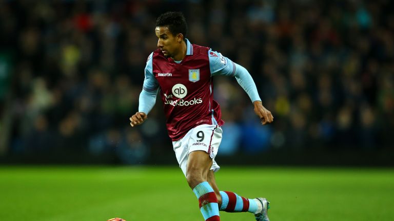 Scott Sinclair of Aston Villa in action during the Barclays Premier League match between Aston Villa and Watford at Villa Park