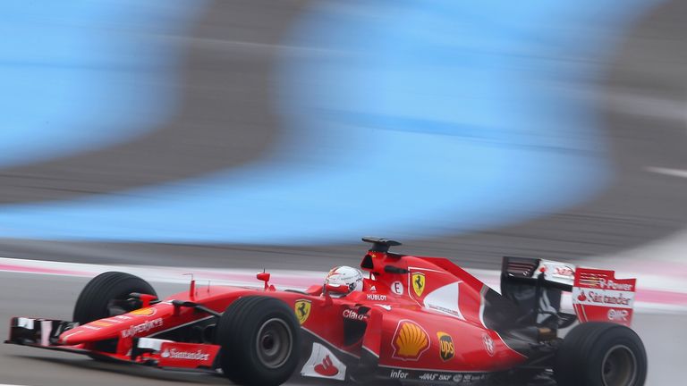 LE CASTELLET, FRANCE - JANUARY 26:  Sebastian Vettel of Germany and Scuderia Ferrari drives during wet weather tyre testing at Circuit Paul Ricard on Janua