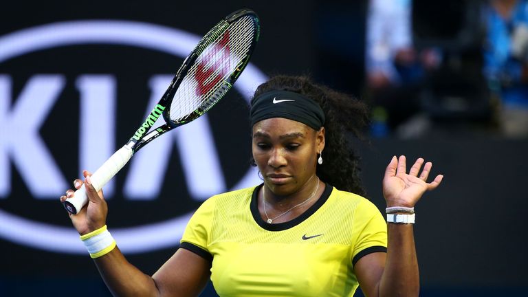Serena Williams reacts in her Women's Singles Final match against Angelique Kerber, Australian Open, Melbourne
