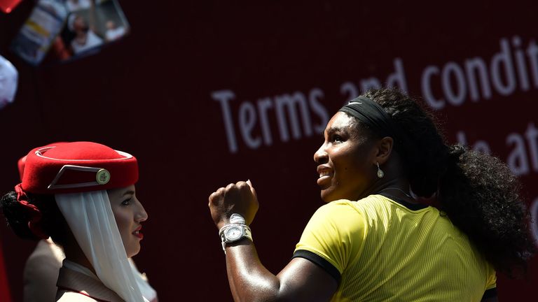 Serena Williams celebrates an impressive victory