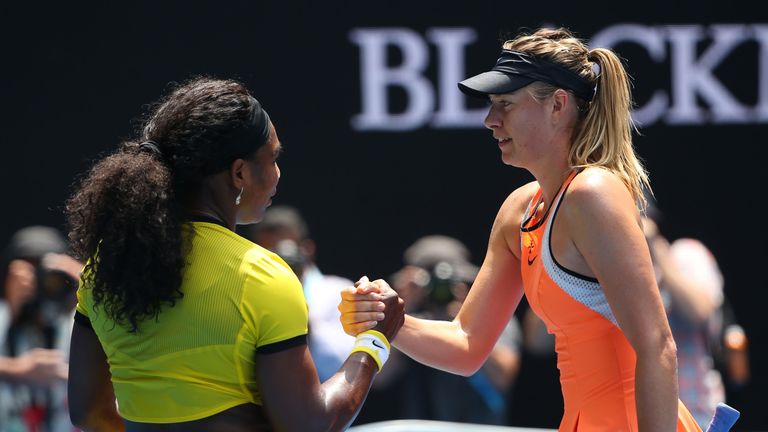 Maria Sharapova congratulates Serena Williams 