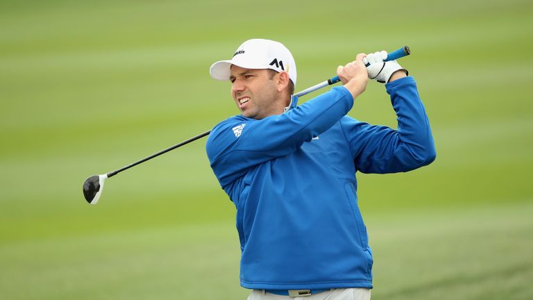 Sergio Garcia of Spain plays his second shot on the tenth hole during the Pro-Am prior to the start of the Commercial Bank Qatar
