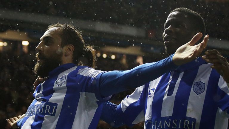 SHEFFIELD, ENGLAND - JANUARY 09:  Atdhe Nuhiu of Sheffield Wednesday celebrates his goal during The Emirates FA Cup Third Round match betwen Sheffield Wedn