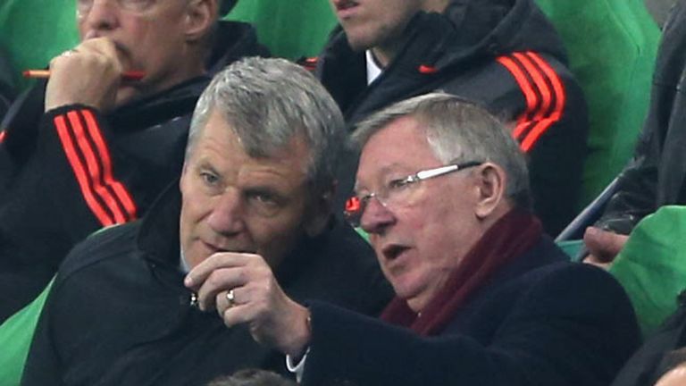 Former Chief Executive David Gill and former manager Sir Alex Ferguson of Manchester United