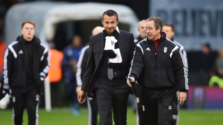 Fulham manager Slavisa Jokanovic (left) with assistant Stuart Gray