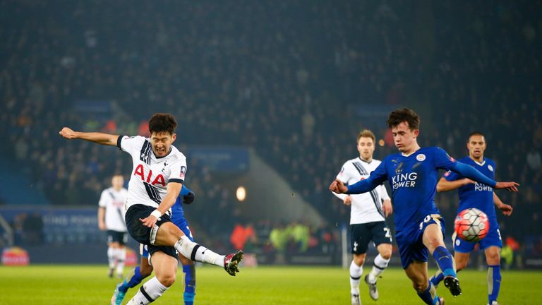 Son Heung-Min scores for Tottenham against Leicester in the FA Cup third-round replay