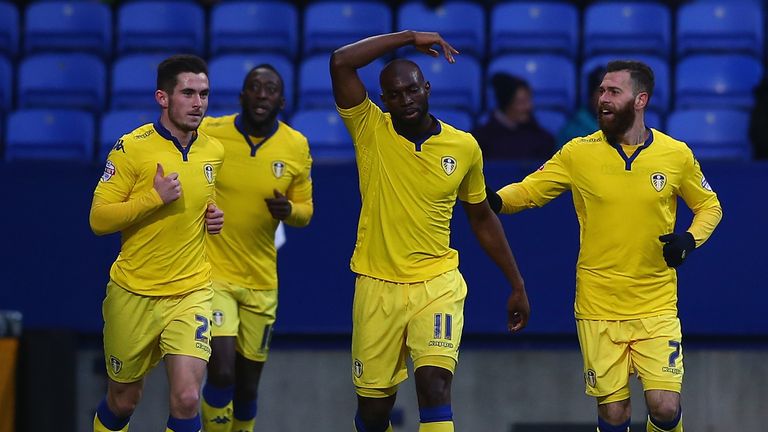 Leeds United's Souleymane Doukara celebrates his goal during the FA Cup Fourth Round match against Bolton Wanderer