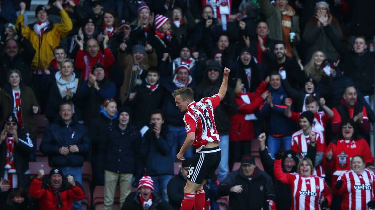 James Ward-Prowse of Southampton celebrates scoring his team's first goal 