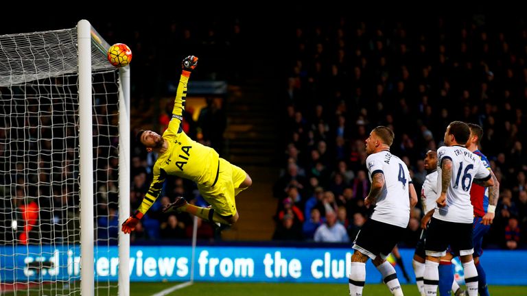 Hugo Lloris of Tottenham Hotspur makes a save