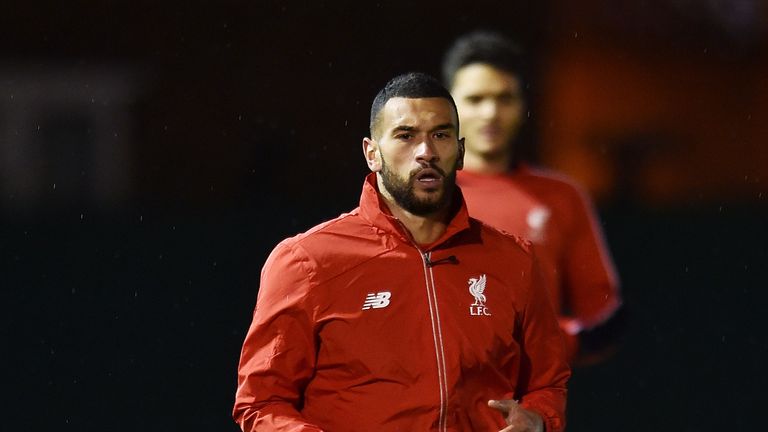 Steven Caulker of Liverpool in action during a training session at Melwood Training Ground on January 12, 2016 in Liverpool, England