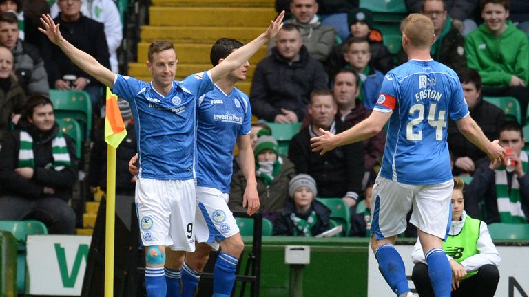 St Johnstone's Steven MacLean (left) celebrates his goal