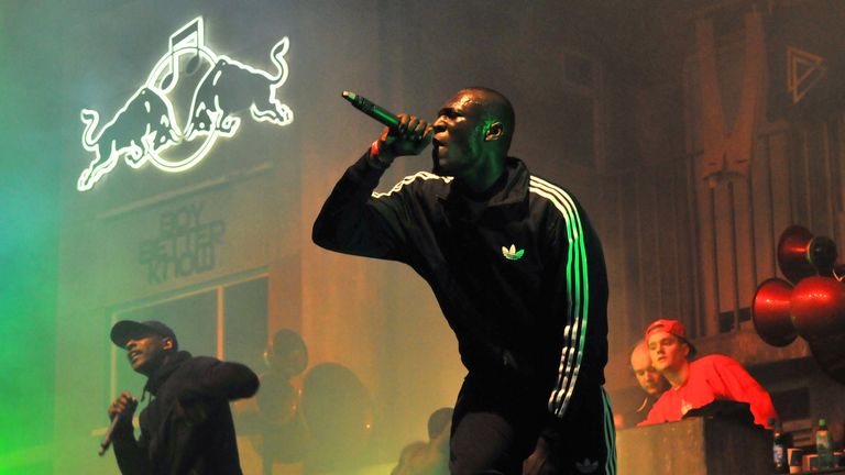 LONDON, ENGLAND - OCTOBER 30:  Stormzy and Boy Better Know perform on stage at Red Bull Culture Clash at Earls Court on October 30, 2014 in London, England