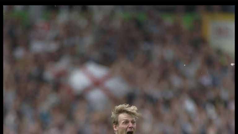  Stuart Pearce celebrates scoring a penalty in Euro 1996