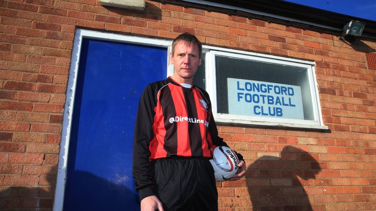 Former England defender Stuart Pearce is unveiled coming out of retirement and signing for Longford AFC, currently bottom of Gloucestershire Northern Senio