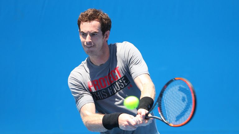 Andy Murray of Great Britain practices during day three of the 2016 Australian Open at Melbourne Park