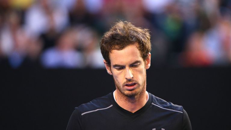 Andy Murray looks on against Novak Djokovic at the 2016 Australian Open