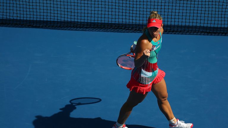Angelique Kerber celebrates her semi-final against Johanna Konta at the 2016 Australian Open