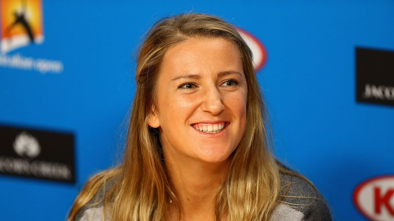 Victoria Azarenka speaks to media during a press conference ahead of the 2016 Australian Open