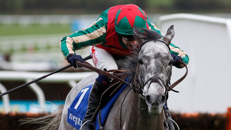 Tom Scudamore riding Champers On Ice to a narrow victory in the Neptune trial at Cheltenham on New Year's Day