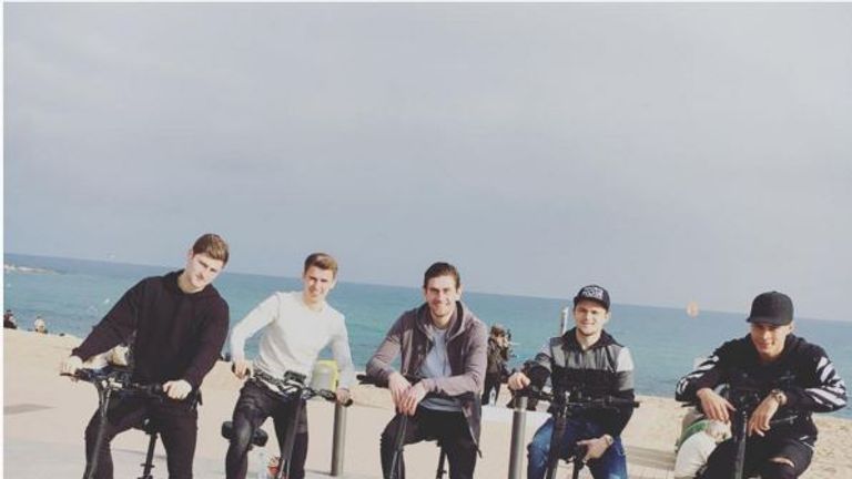 Ben Davies, Tom Carroll, Kieran Trippier, Dele Alli and Luke McGee in Barcelona (image courtest of Luke McGee Instagram @lukepmcgee)