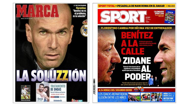 Zidane on the cover of Marca and Sport