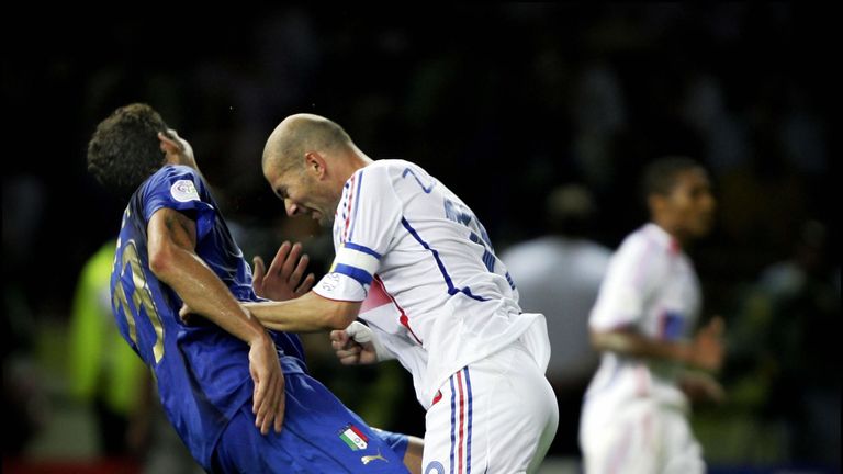 Zinedine Zidane heabutts Marco Materazzi in the 2006 World Cup final