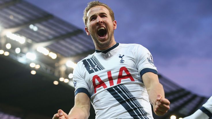 Harry Kane celebrates after giving Spurs the lead
