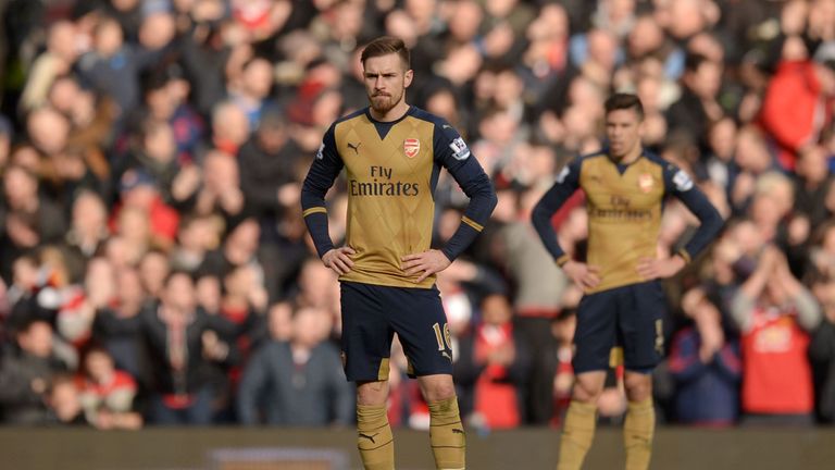 Aaron Ramsey looks dejected as Arsenal fall to defeat at Old Trafford