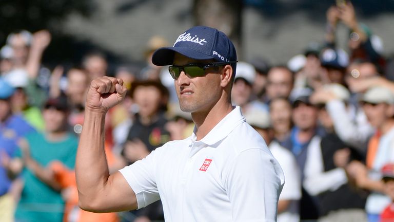 Adam Scott during the final round of the Northern Trust Open at Riviera Country Club