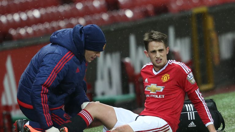 Adnan Januzaj of Manchester United U21s receives treatment on an injury 