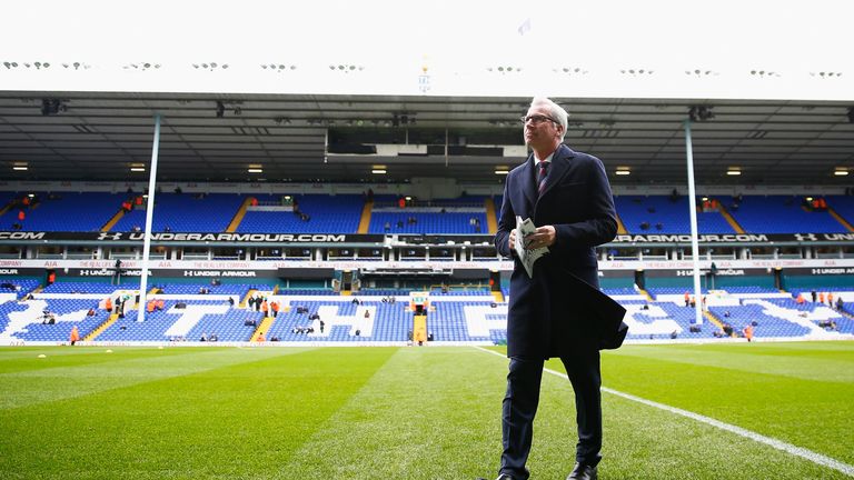 Alan Pardew inspects the pitch prior to Crystal Palace's fifth-round FA Cup tie against Tottenham