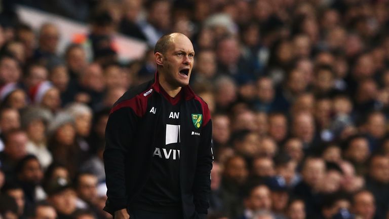 Alex Neil, manager of Norwich City reacts