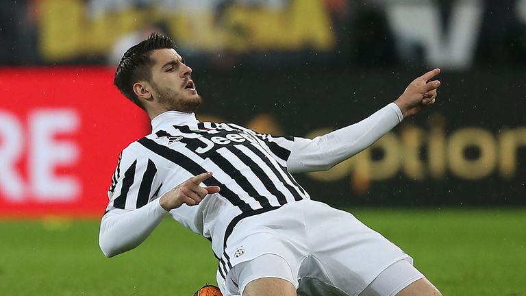 Juventus' Alvaro Morata celebrates after scoring 