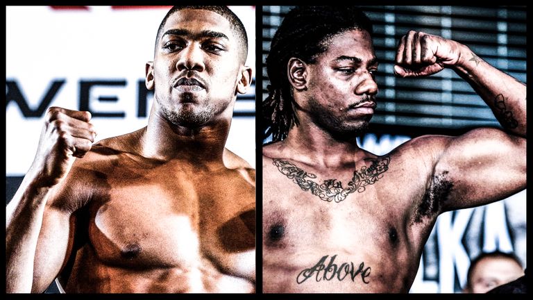 Anthony Joshua (L) and Matt Legg (R) at the Carl Froch v George Groves - Weigh-In at Wembley Arena on May 30, 2014 in London, En