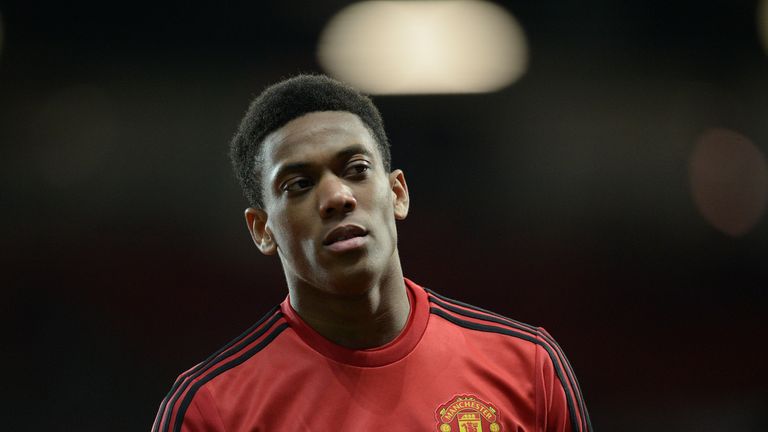 Manchester United's Anthony Martial warms up