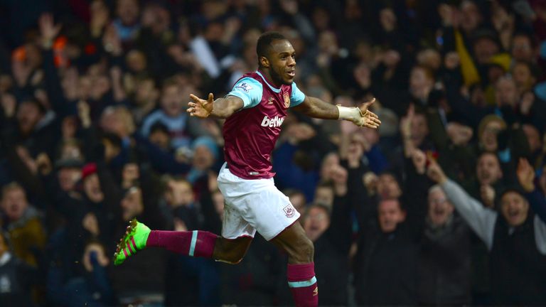 Michail Antonio of  celebrates scoring his team's first goal