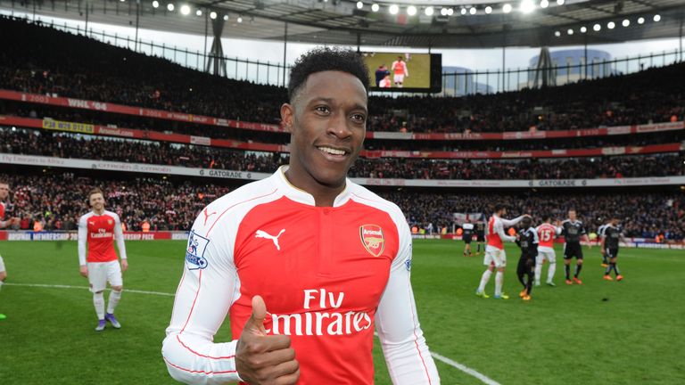 Danny Welbeck celebrates Arsenal's win over Leicester