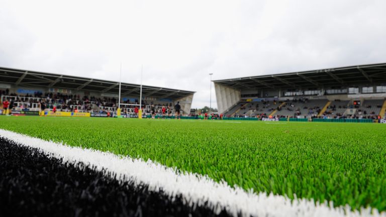 The new artificial pitch gets its first Premiership outing during the Aviva Premiership match between Newcastle