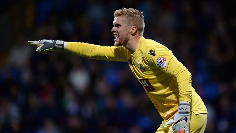 BOLTON, ENGLAND - SEPTEMBER 15:  Ben Amos of Bolton during the Sky Bet Championship match between Bolton Wanderers and Sheffield Wednesday at Reebok Stadiu