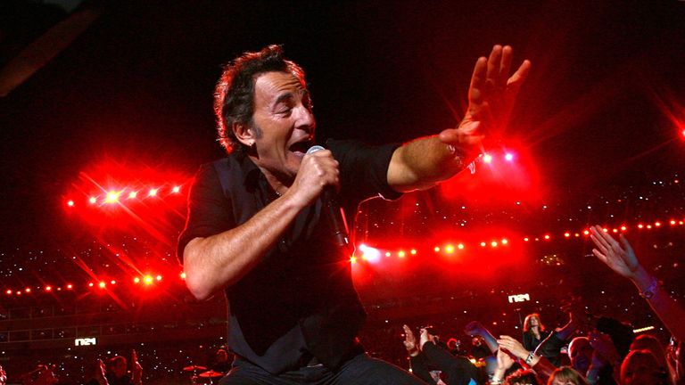 TAMPA, FL - FEBRUARY 01:  Musician Bruce Springsteen and the E Street Band  perform at the Bridgestone halftime show during Super Bowl XLIII between the Ar