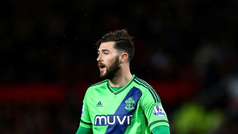Charlie Austin of Southampton in action during the Premier League match against Manchester United