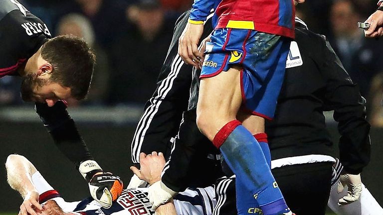 West Brom midfielder Chris Brunt was injured against Crystal Palace