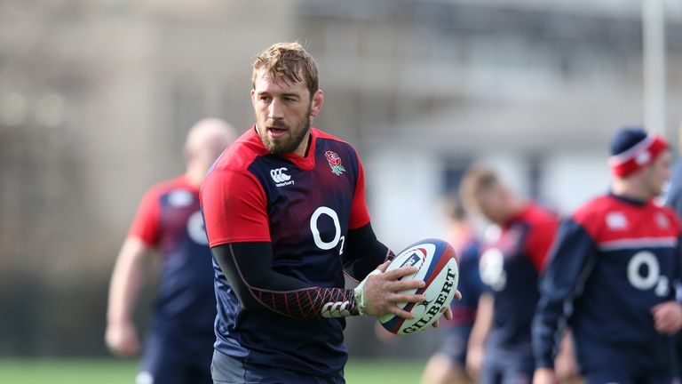 Chris Robshaw looks on during the England training session