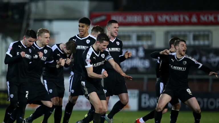 Conor Hourihane celebrates victory after Adam Hammill's winning penalty