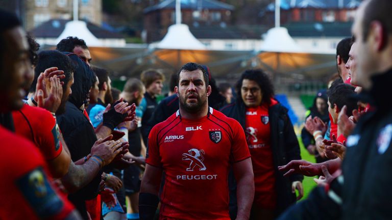 Corey Flynn of Toulouse walks from the pitch at the end of the European Rugby Champions Cup Pool 4 match, between Glasgow